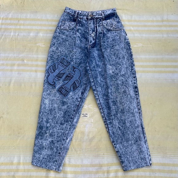 Vintage 80s upcycled patchwork acid wash jeans - Picture 1 of 5